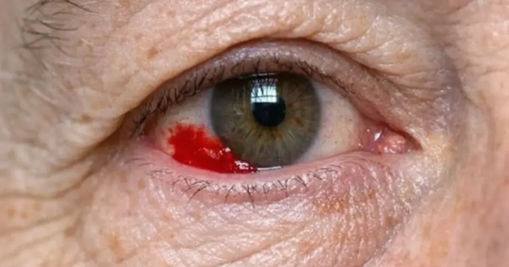 My 64-year-old husband woke UP with this blood red patch on his eye. Do we need to go TO the hospital?